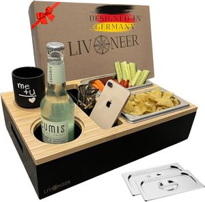 Boîte à collation personnalisée robuste de qualité supérieure avec couvercle amovible, bols à collation, porte-boisson avec sous-verre, boîte-cadeau pour soirées confortables - Product Image 2