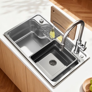 Évier de cuisine de style japonais épaissi de 5 mm en acier inoxydable 304, grand bac unique pour la vaisselle domestique - Product Image 1