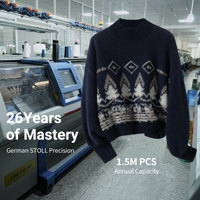 Pull d'hiver pour femme 100% Cachemire, col montant, tricot jacquard à motif Argyle et sapin de Noël, style décontracté, vente en gros usine, faible MOQ 10 pièces