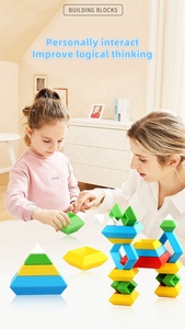 Mjf 30 pcs kim tự tháp xếp chồng Đồ chơi khối xây dựng <span class=keywords><strong>3D</strong></span> Câu Đố trêu ghẹo não cho trẻ em Montessori đồ chơi xếp chồng khối mầm non đồ chơi - Product Image 5