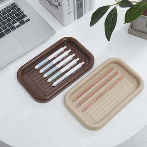 Pen Holder Square Coffee Brown Apricot Uncapped Stackable Stationery Storage Box - Product Image 1
