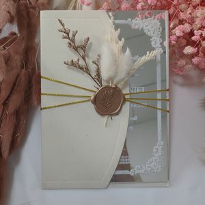 ที่กําหนดเองหรูหราGlamourเงินGlodกระจกดอกไม้วาเลนไทน์ใสPlexiอะคริลิคการ์ดเชิญงานแต่งงานพร้อมซองกํามะหยี่ - Product Image 3