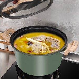 Conjunto de regalo de promoción corporativa multifunción de doble fondo Micro uso doméstico <span class=keywords><strong>olla</strong></span> <span class=keywords><strong>a</strong></span> presión gruesa de grano de madera de aluminio - Product Image 4