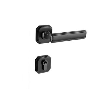 Manija de Puerta Moderna de Latón Negro Mate con Llave, Apta para Mansiones, Apartamentos, Puertas Interiores y Exteriores, Sistemas de Cerraduras - Product Image 1