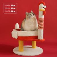 Arbre à chat unique en forme de poulet avec griffoir en sisal, tour durable pour chatons avec lit doux en velours Teddy, mobilier moderne pour animaux de compagnie