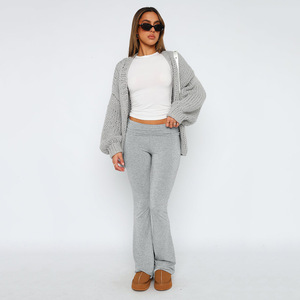 Nouveau pantalon décontracté taille basse à pattes d'éléphant, chemisier amincissant de couleur unie pour femme - Product Image 4