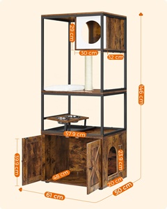 <span class=keywords><strong>Feandrea</strong></span> Vente en gros Maison pour chat 3 en 1 style bois Meuble arbre à chat Tour Condo avec poteaux à gratter et enclos pour litière - Product Image 4