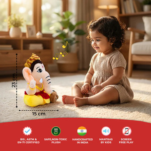 NOVAMART Peluche douce Ganesha pour bébé, 22 cm, rembourrée en coton PP, figurine musicale mignonne de dessin animé pour enfants, décoration de la maison et jeu - Product Image 3