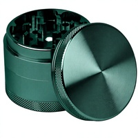 Moulin à épices et à noix en aluminium |   Ensemble de 4 pièces |   55 mm |   avec insert de tamis et racloir |   Vert