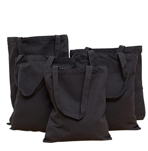 Sac shopping en coton noir imprimé numériquement de haute qualité, sac fourre-tout en toile unie vierge avec logo imprimé personnalisé - Product Image 1