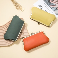 Dompet Clutch Gaya Eropa Amerika Baru Dompet Tangan Kulit Panjang Minimalis Wanita Dompet Koin Gesper Warna Solid