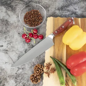 High Quality Kitchen Knife 8 Inch Premium Cooking Knife German High Carbon Stainless Steel Ergonomic Pakka Wood Handle Kitchen Chef Knife