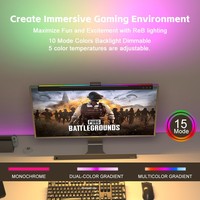 Lampe de bureau LED en plastique à écran tactile, alimentée par USB, avec affichage ambiant RVB coloré, protection des yeux, pour montage sur écran d'ordinateur