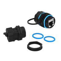 Montaje en panel RJ45 Conector impermeable Cat5/5E/6 Acoplador de cable LAN Ethernet con cubierta impermeable/tapa antipolvo