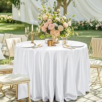 Nappe en satin personnalisable en polyester en stock pour la vente en gros transfrontalière ; Nappe de style européen pour mariage, fête, restaurant