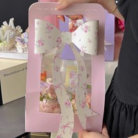 Boîtes à cupcakes à 4 trous avec poignée haute et nœud floral décoratif pour la fête des mères et la Saint-Valentin