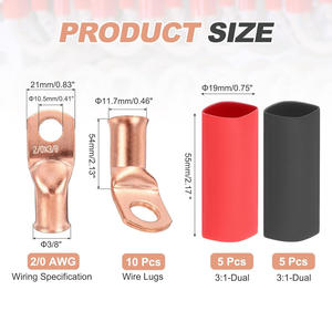 Terminales de cobre curvados a 45 grados con extremos abocinados y tubo termorretráctil rojo y negro para conexiones eléctricas - Product Image 4