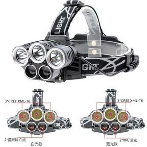 Nhà Máy Waterpoof 90 độ điều chỉnh 6 chế độ USB sạc đêm chạy câu cá cưỡi ABS Đèn pin 3LED + 2cob đèn pha - Product Image 4