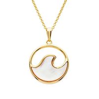 Pendentif Vague en Coquille d'Abalone Blanche Naturelle, Argent Sterling 925, Collier Océan Vague en Nacre pour Femme