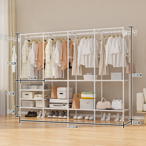 Đơn Giản Đa Chức Năng Áo Giá Kim Loại Tủ Quần Áo Cấu Trúc Thép Di Chuyển Tủ Quần Áo Tự Làm Kết Hợp Tủ Quần Áo Tủ Quần Áo Cho Phòng Khách - Product Image 5