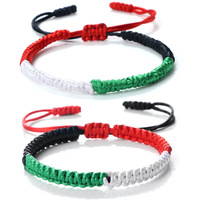 Bracelet Palestine en Gros, Bijou Tissé en Pierre Naturelle Perlé, Drapeau Fait Main, Corde Ajustable pour Femmes