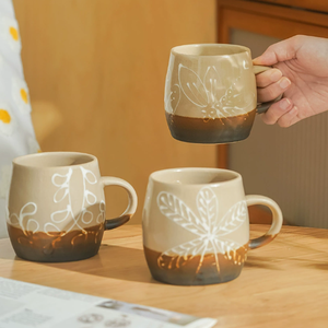 Taza de Cerámica Japonesa Moderna Hecha a Medida, Estilo Instagram, Diseño de Dibujos Animados, Hecha a Mano, con Efecto de Grieta, Apta para Lavavajillas, Reutilizable, para Negocios - Product Image 1