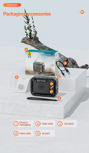 Radio de Emergencia Portátil AM/FM con Energía Solar de 5000 mAh, Banco de Energía Recargable con Linterna LED y Cargador USB <span class=keywords><strong>para</strong></span> Acampar al Aire Libre - Product Image 5
