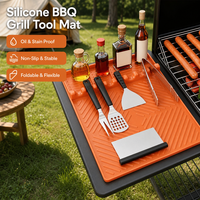 Tapis de repose-ustensiles en silicone pour barbecue, support latéral de cuisine extérieure avec rebord surélevé anti-déversement, support portable pour spatule, compatible lave-vaisselle, FBA