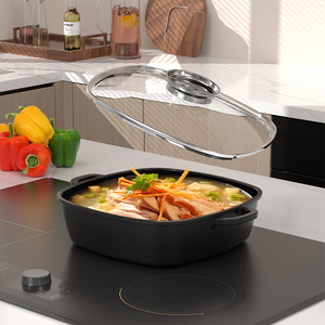 Sartén Rectangular Century de Aleación de Aluminio, Antiadherente, Compatible con Cocina de Inducción, Apta para Lavavajillas, con Tapa de Vidrio - Product Image 1