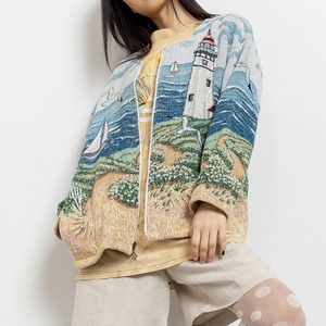 Chaqueta de tapicería vintage personalizada con cremallera para hombre y mujer, estilo streetwear - Product Image 4