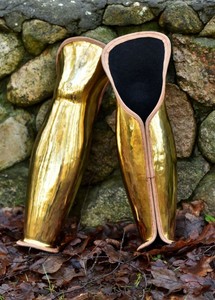 Paire de greaves grecques en acier de haute qualité, faites à la main, style guerrier, protection de jambe, artisanat métallique, accessoire de costume, produit de collection - Product Image 3