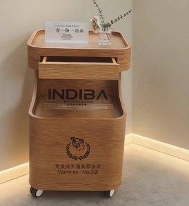 Carrito de Almacenamiento Móvil Moderno de Madera para Salón de Belleza, Peluquería, con 4 Ruedas - Product Image 2