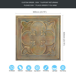 NGHỆ THUẬT gạch Trần 3D nổi tấm Tường cho nhà hàng (24 "x 24" PVC) pl35 nhiều màu đồng - Product Image 5