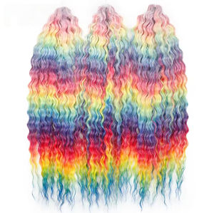 Wholesale Premium Fiber Heat Resistant Deep Water Wave Ombre Blonde <strong>Braids</strong> Twist Crochet Braiding Synthetic Hair Extensions - Product Image 5