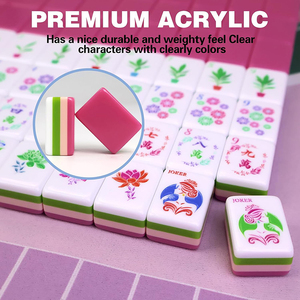 Ensemble complet de Mahjong américain en acrylique, automatique, 4 couches, 160 tuiles, boîte cadeau portable, support/poussoirs en bois rose, tapis de table silencieux - Product Image 4