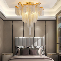 Lustre de plafond en chaîne d'aluminium sur mesure de luxe en gros, lumières LED, décoration intérieure