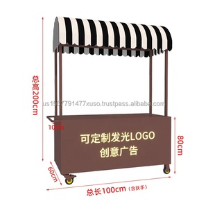 Nouveau stand de marché extérieur, kiosque mobile pour snacks, stand de marché nocturne, chariot de présentation carré, chariot de vente portable à roulettes - Product Image 6