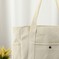 Tas Kanvas Multi-Kantong Besar, Tas Selempang, Tas Kerja, Sekolah, Perjalanan, Tas Belanja Ramah Lingkungan
