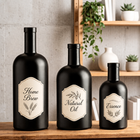 Bouteille en verre noir mat avec bouchon en liège, bouteille en verre vide personnalisée pour liqueur ou huile d'olive 200ml 375ml 500ml 750ml 1000ml