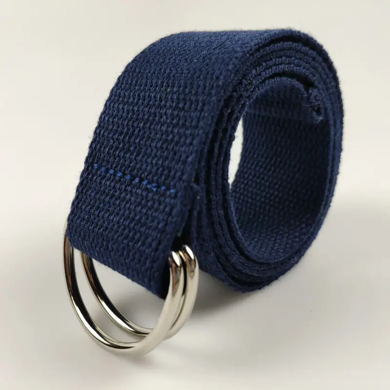 แหวนคู่ BUCKLE Unisex Casual Candy สายรัดเอวนักเรียนผ้าฝ้ายผ้าใบเข็มขัดกว้าง D รูปแฟชั่นถักเข็มขัด