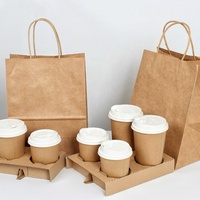 Bandeja de cartón corrugado Kraft para café, portavasos para llevar, soporte personalizado para 1-4 tazas con impresión para empaque de cafetería