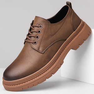 Chaussures habillées en cuir véritable à semelle épaisse et coupe basse pour hommes, fabriquées sur mesure en grandes tailles - Product Image 4