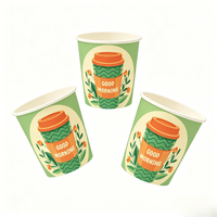 Gobelets en papier biodégradables à paroi simple, imperméables, de qualité alimentaire, avec couvercles, pour thé au lait, écologiques, logo personnalisable