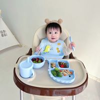 Vaisselle pour bébé personnalisée ensemble d'assiettes pour enfants sans BPA vaisselle pour bébé assiette dinosaure bavoir cuillère fourchette ensemble d'alimentation en silicone pour bébé