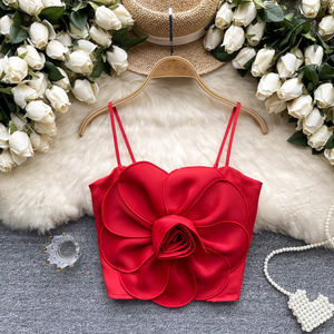 Fleur petite porte-jarretelles dames 2025 été mode gilet doux chaud fille Sexy vêtements d'extérieur haut court pour femmes débardeurs - Product Image 4
