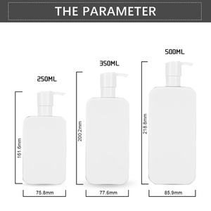 New Arrival <b>Empty</b> Refillable White Flat 250ml 350ml 500ml <b>Plastic</b> White Pressure Pump Shampoo <b>Bottle</b> White Lotion <b>Bottle</b> - Product Image 3