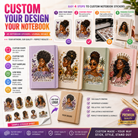 Autocollants décoratifs pour carnet A5, style western cowgirl, en vinyle coloré imperméable, imprimés sur mesure, faible MOQ