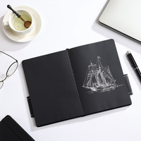 Cahier de notes en papier cartonné noir A5 créatif peint à la main couverture imprimée en cuir PU Pages intérieures vierges épaissies Promotions personnalisées