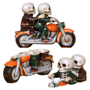 Tùy Chỉnh Halloween Mới Lạ Nhà Bếp Đôi Bộ Xương Gốm <span class=keywords><strong>Jar</strong></span> Sứ Xe Máy Vài Hộp Sọ Tay Đua Hình Lưu Trữ <span class=keywords><strong>Cookie</strong></span> <span class=keywords><strong>Jar</strong></span> - Product Image 1