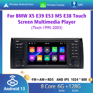 Inalámbrico 7 pulgadas <span class=keywords><strong>Android</strong></span> Auto Car Radio GPS navegación Carplay MP3 reproductor Multimedia para BMW E39/E38/X5 E53/M5 1995-2003 TV - Product Image 2
